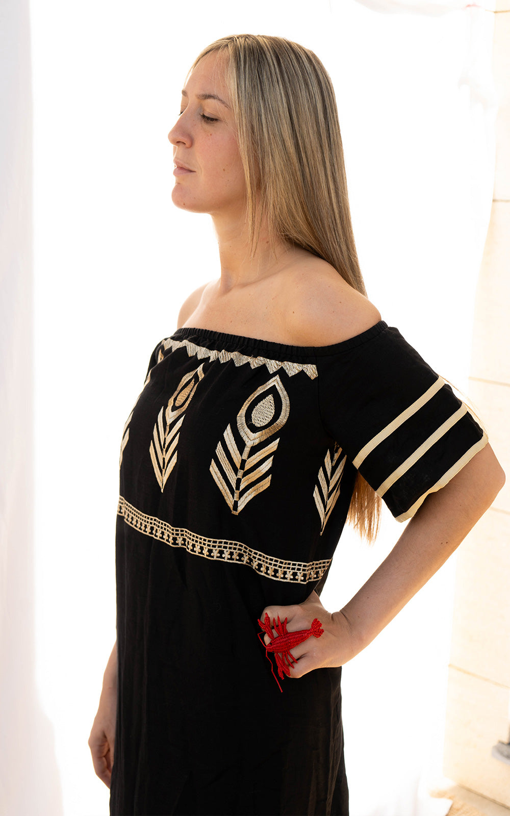 SHORT FEATHER DRESS WHITE LIGHT BLUE