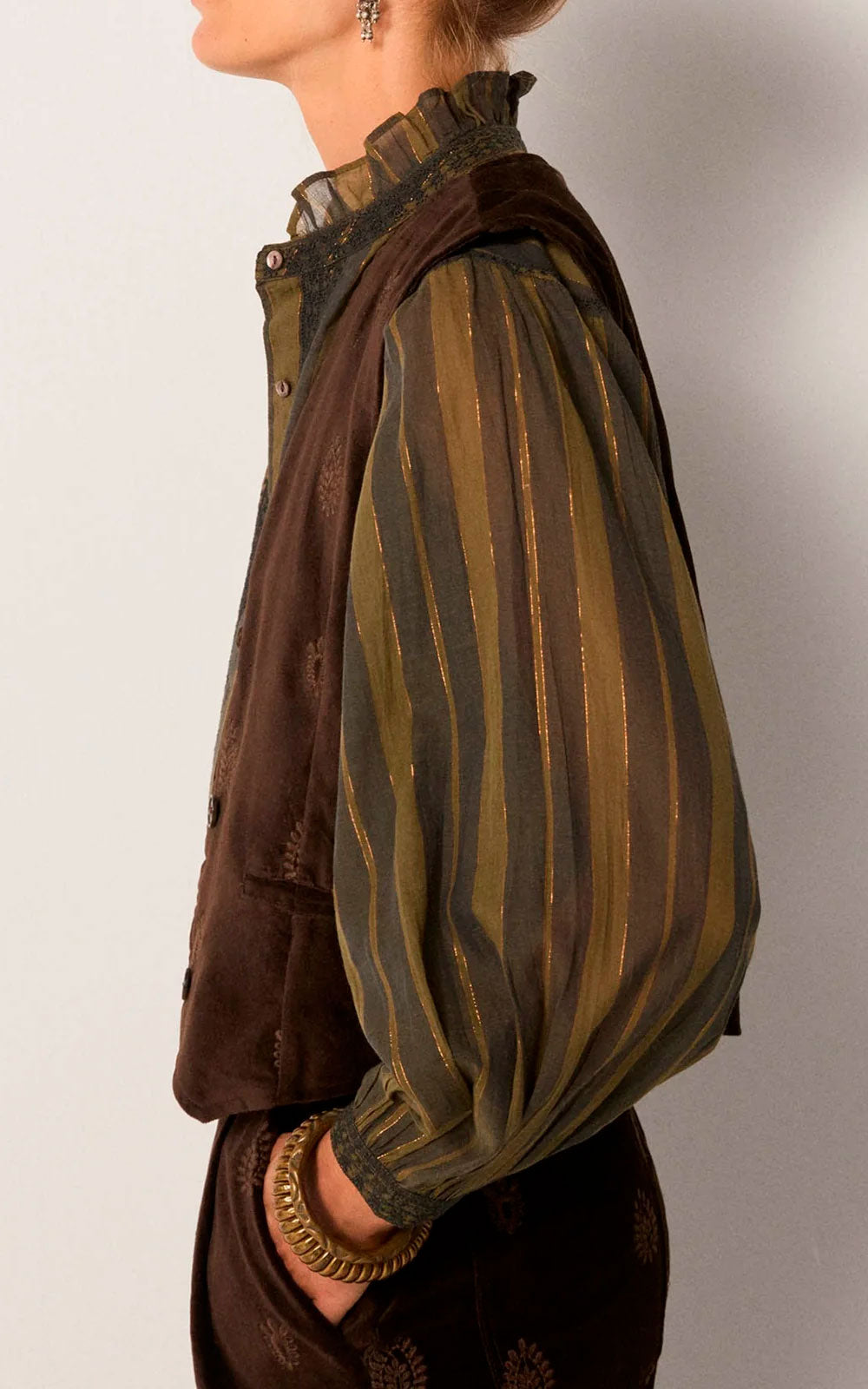BLUSA ANIKA KHAKI STRIPES