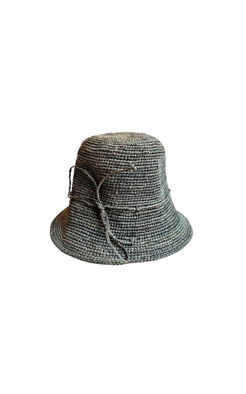 Gray Raffia Bucket Hat
