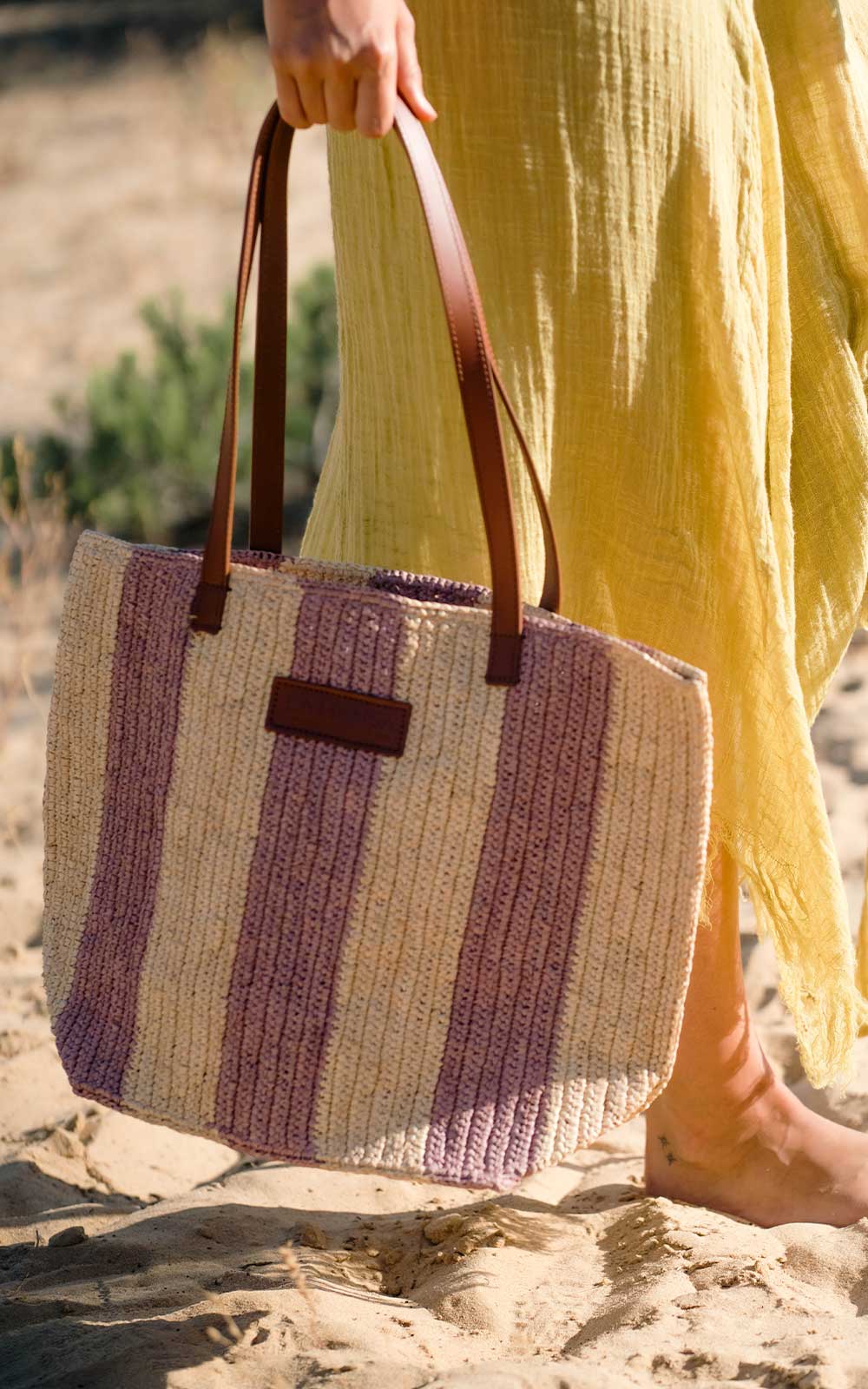 CASSANDRA RAFFIA POCKET NATURAL PURPLE