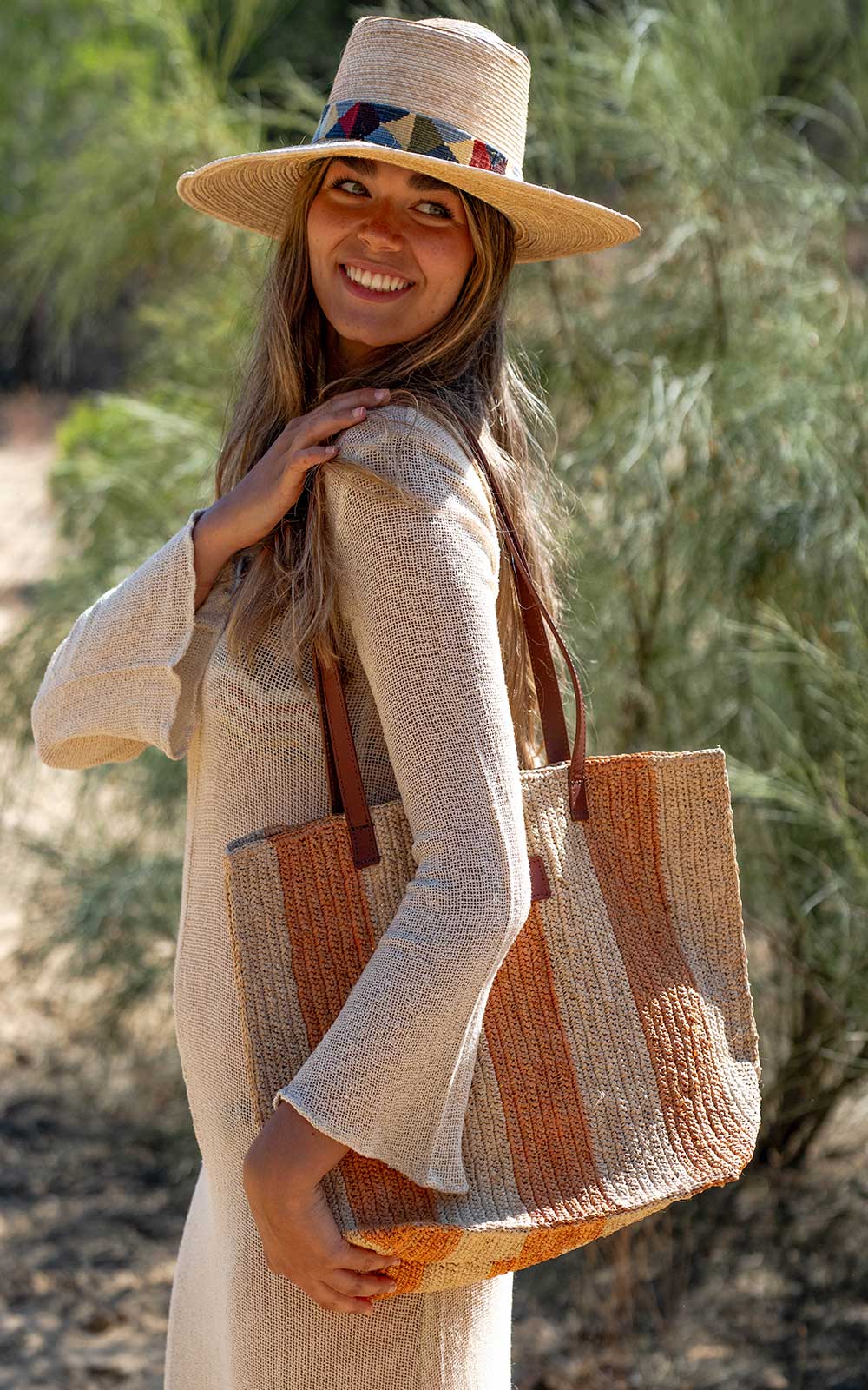 CASSANDRA NATURAL RAFFIA BAG MUSTARD