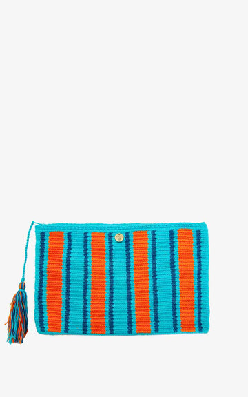 Clutch Bolivar Turquesa Naranja