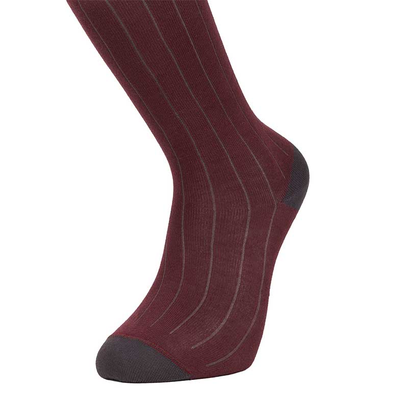 Burgundy grey sock