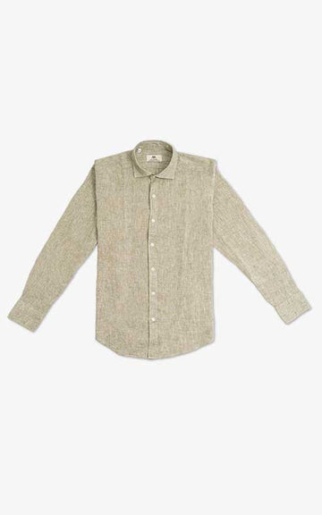 KHAKI LINEN BLEND SHIRT