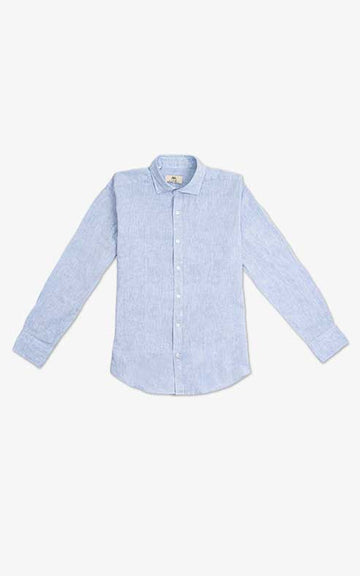 LIGHT BLUE LINEN BLEND SHIRT
