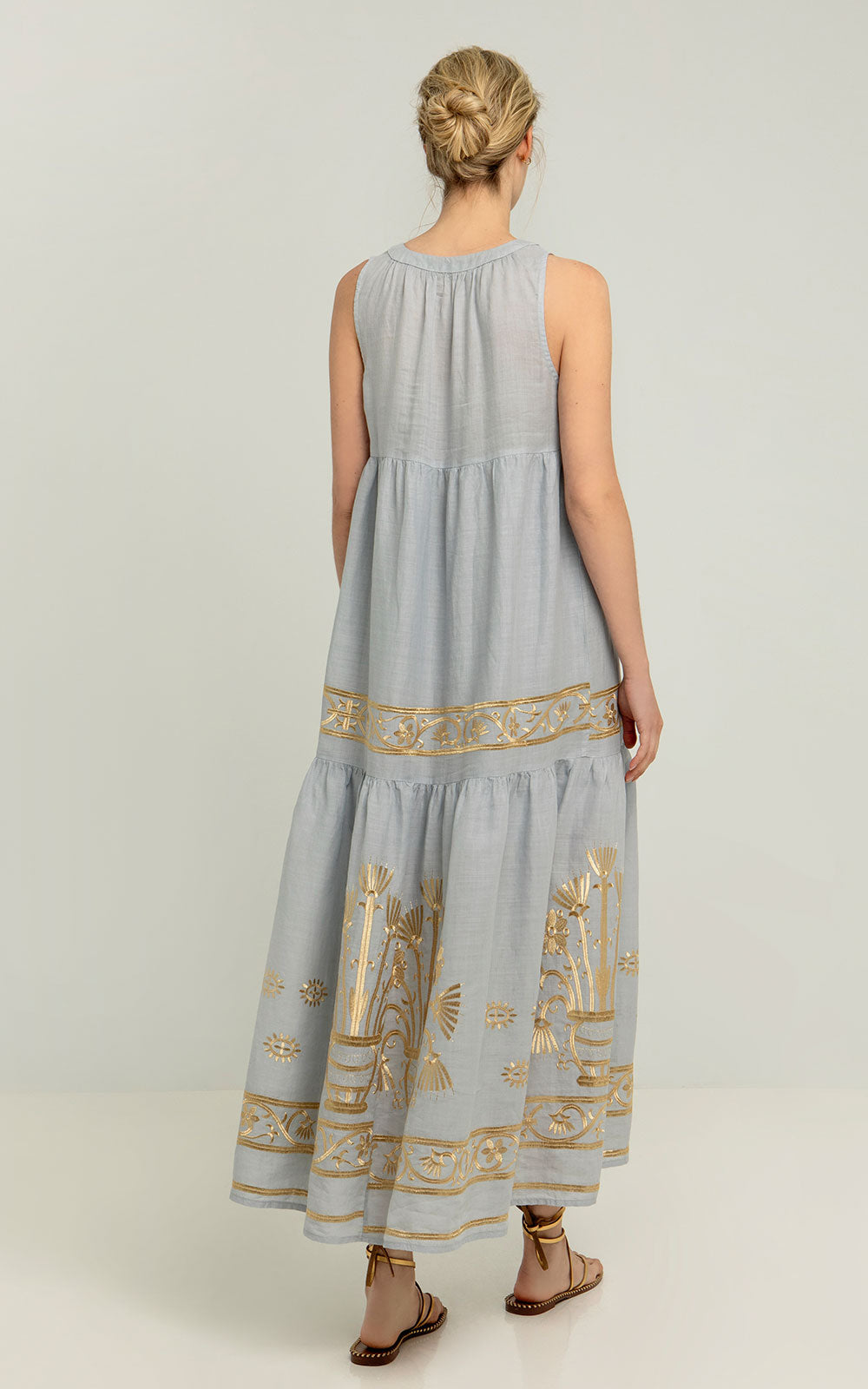 CREETE LIGHT GRAY CHAMPAGNE MAXI DRESS