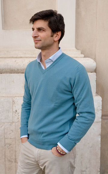 BLUE CASHMERE SWEATER