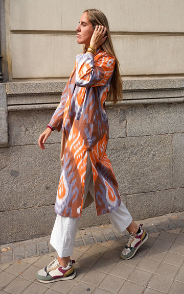 Kaftan Ikat Naranja Gris