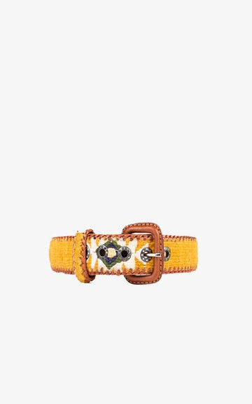 Collar de perro étnico Mostaza Hebilla Piel
