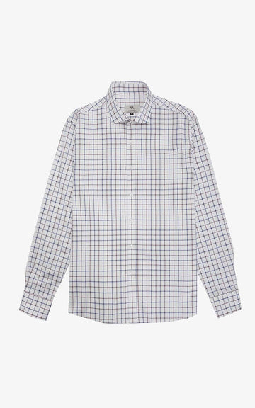 CAMISA OXFORD CUADROS MARRÓN GRIS