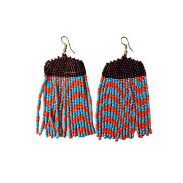 Blue orange rain earring