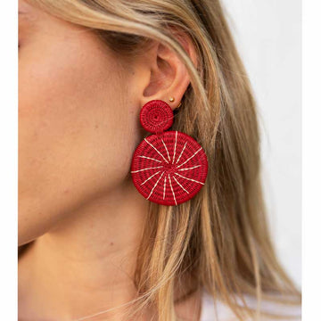 Red Medallion Earring