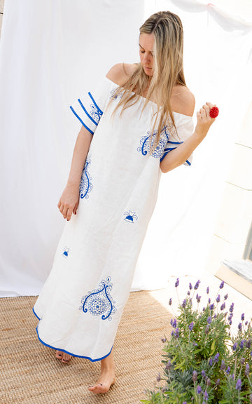 SHORT FEATHER DRESS WHITE LIGHT BLUE