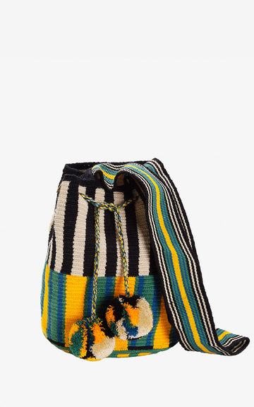 LARGE WAYUU BAG WITH GREEN STRIPES