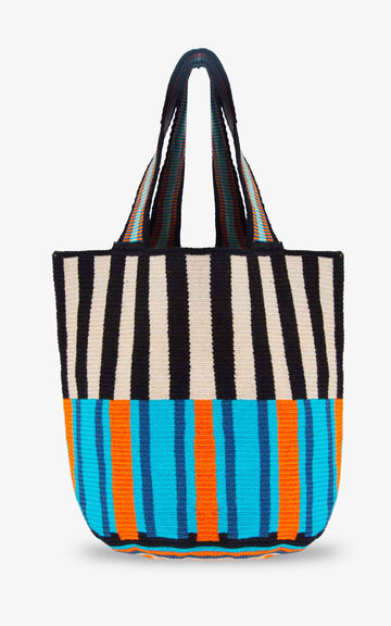 Wayuu Totem Stripes Turquoise Bag
