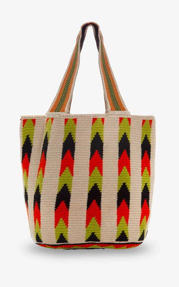 Wayuu Totem Zigzag Orange Green Bag