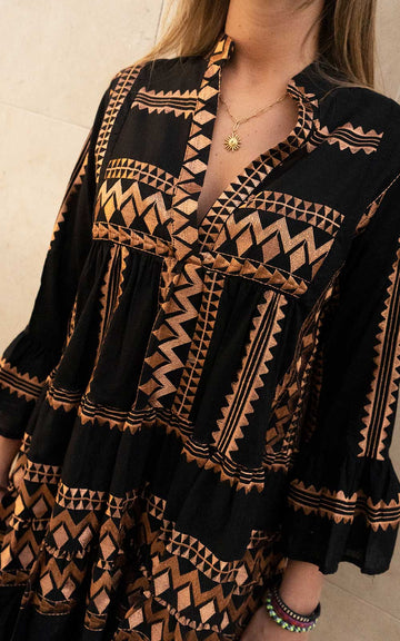 Short Greek Rhombus Black Bronze Dress