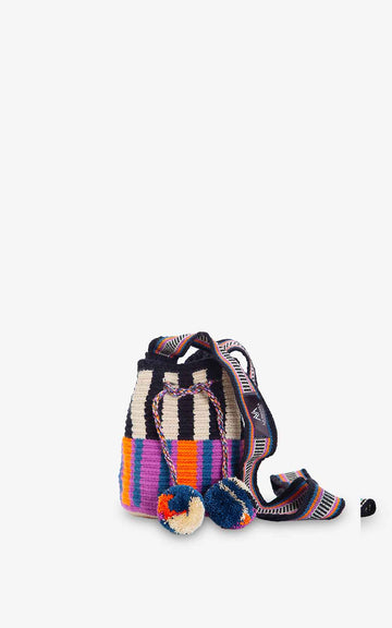 BOLSO WAYUU PEQUEÑO STRIPES FUCSIA