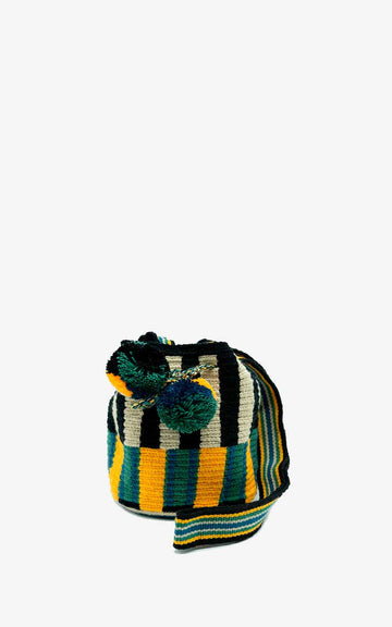 SMALL WAYUU BAG WITH GREEN STRIPES