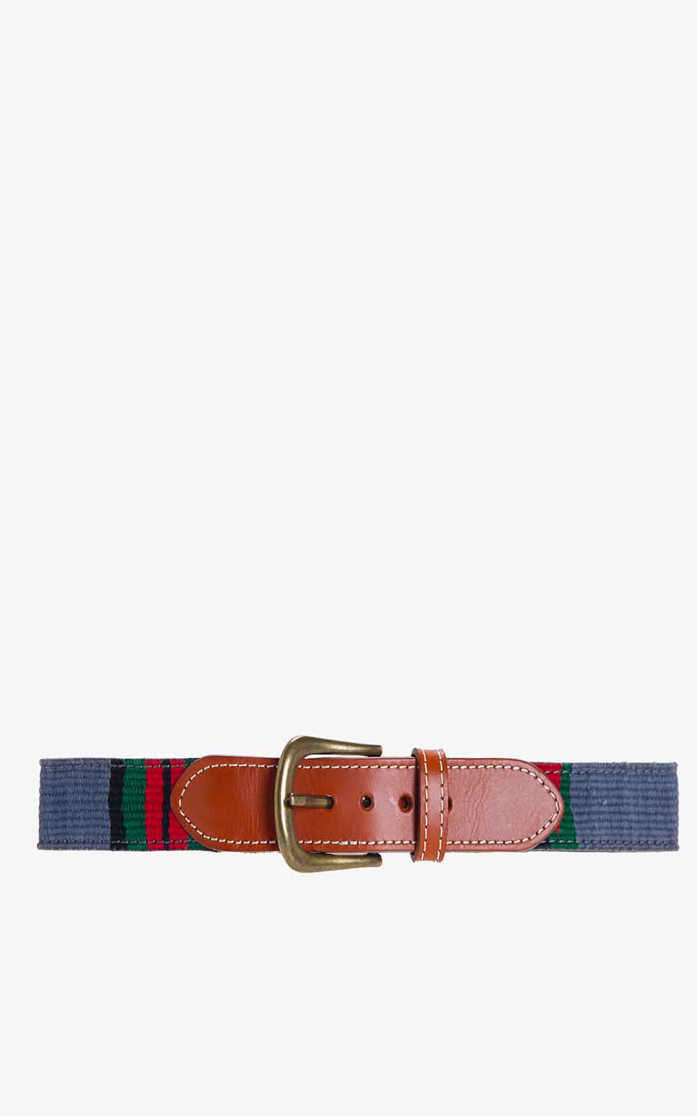 Gray Aztec Belt with Burgundy and Green Stripes
