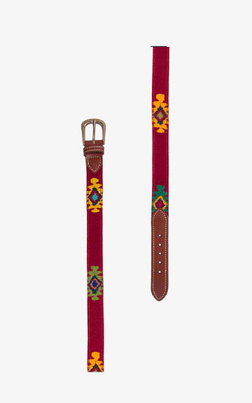 Burgundy Aztec Belt