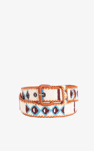 White Sky Blue Ethnic Belt