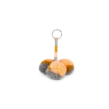 Gray peach pompom keychain