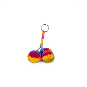 Orange yellow bougainvillea pompom keychain