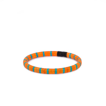 Pulsera Wengue Naranja Raya Turquesa