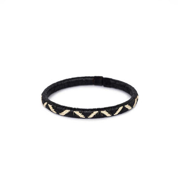 Pulsera Wengue Negro Blanco Zigzag