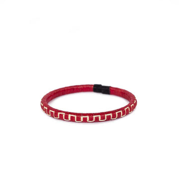 Pulsera Wengue Rojo Simbolo Blanco