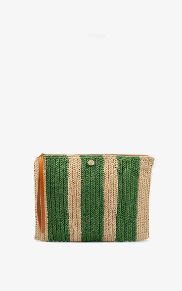 Sobre rafia stripes verde