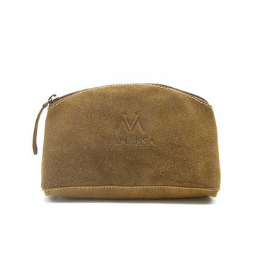 Camel suede toiletry bag