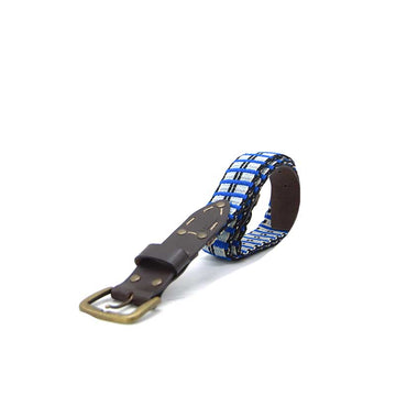 Light blue striped leather inga belt
