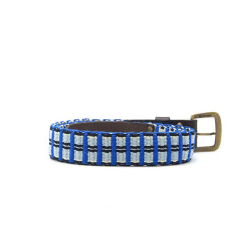 Light blue striped leather inga belt