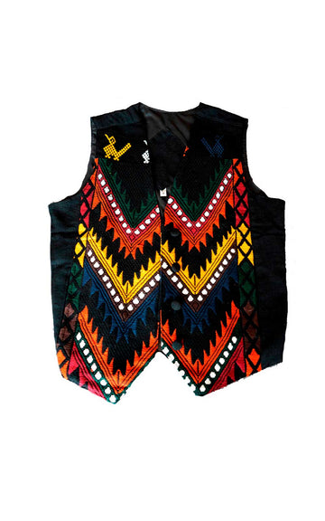 BLACK ETHNIC WAISTCOAT