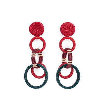 Bordeaux Green Grosso Hoop triple earring