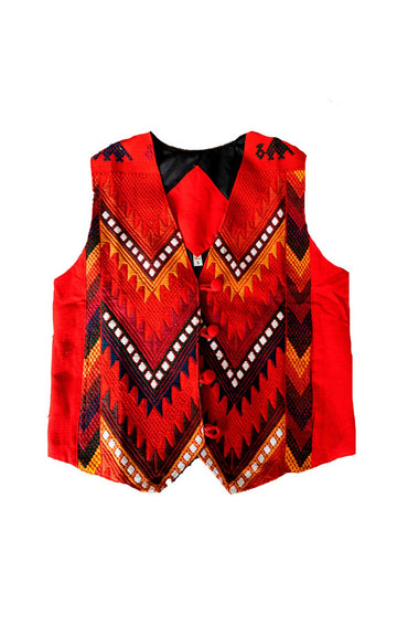 RED ETHNIC WAISTCOAT