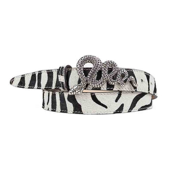 Zebra Snake Belt with Nikel Buckle