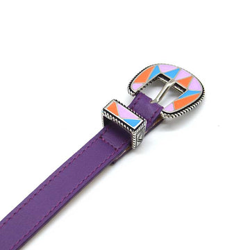 Purple Leather Amalfi Lilac Buckle Belt