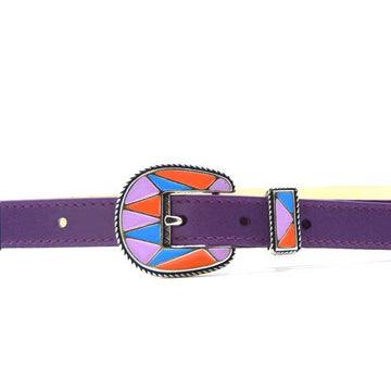 Purple Leather Amalfi Lilac Buckle Belt