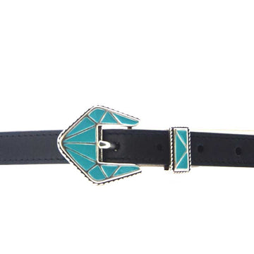 Amalfi Belt Turquoise Buckle Black Leather