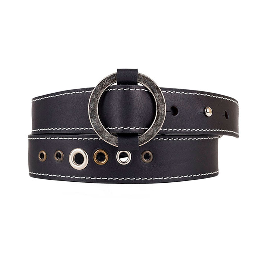 Waist Belt Belt Eyelet Black Eyelet Belt Dark Silver Model La Mansa