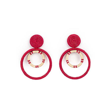 Red White Double Hoop Earring