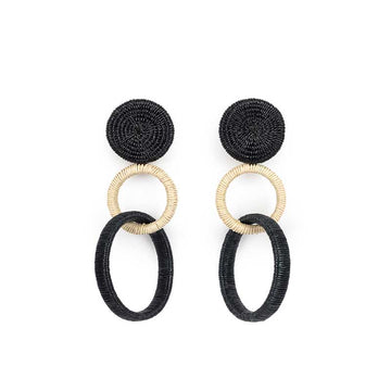 Double Hoop Earring Grosso White with Black