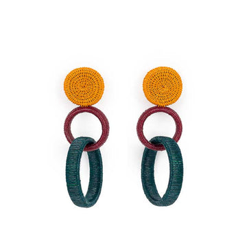 Bordeaux Grosso Double Hoop Earring with Green