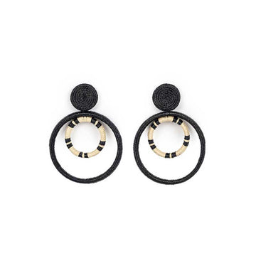 Double Hoop Earring Black White