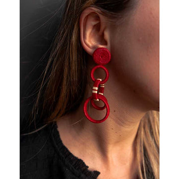 Red Grosso Hoop Triple Earring