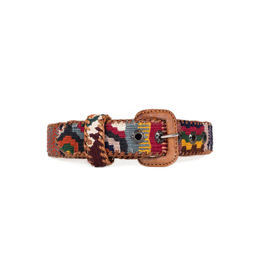 Earth Ethnic Dog Collar with Leather Buckle
