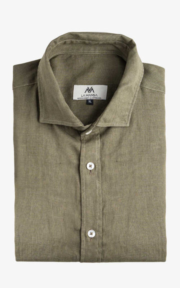 CAMISA LINO 100% KAKI